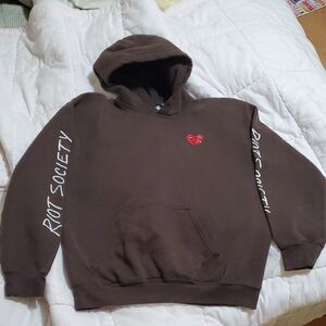 Riot Society Dark Brown Hoodie with Red Heart